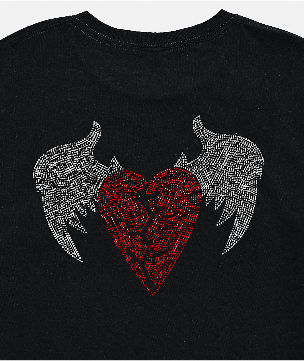 SAD BOYZ $AD BOYZ by Junior H Kids Broken Heart Rhinestone Black T
