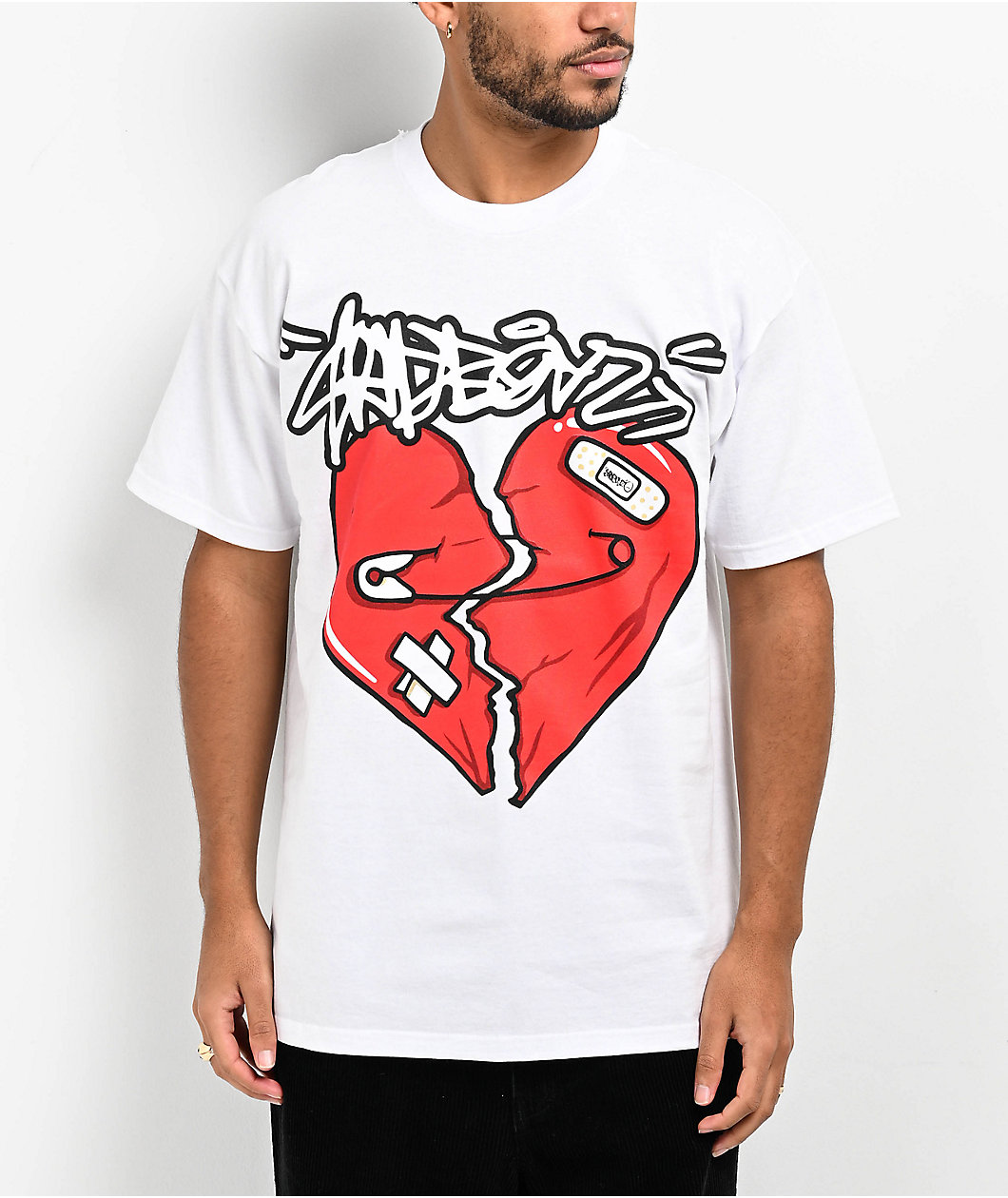 $AD BOYZ  by Junior H Broken Heart White T-Shirt
