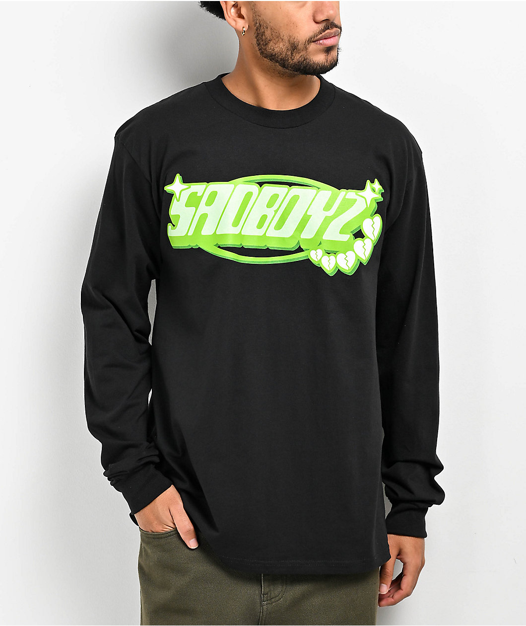 $AD BOYZ  by Junior H Puff Black Long Sleeve T-Shirt