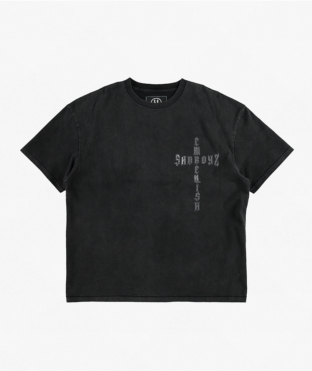$AD BOYZ x Embellish Cross Black Wash T-Shirt