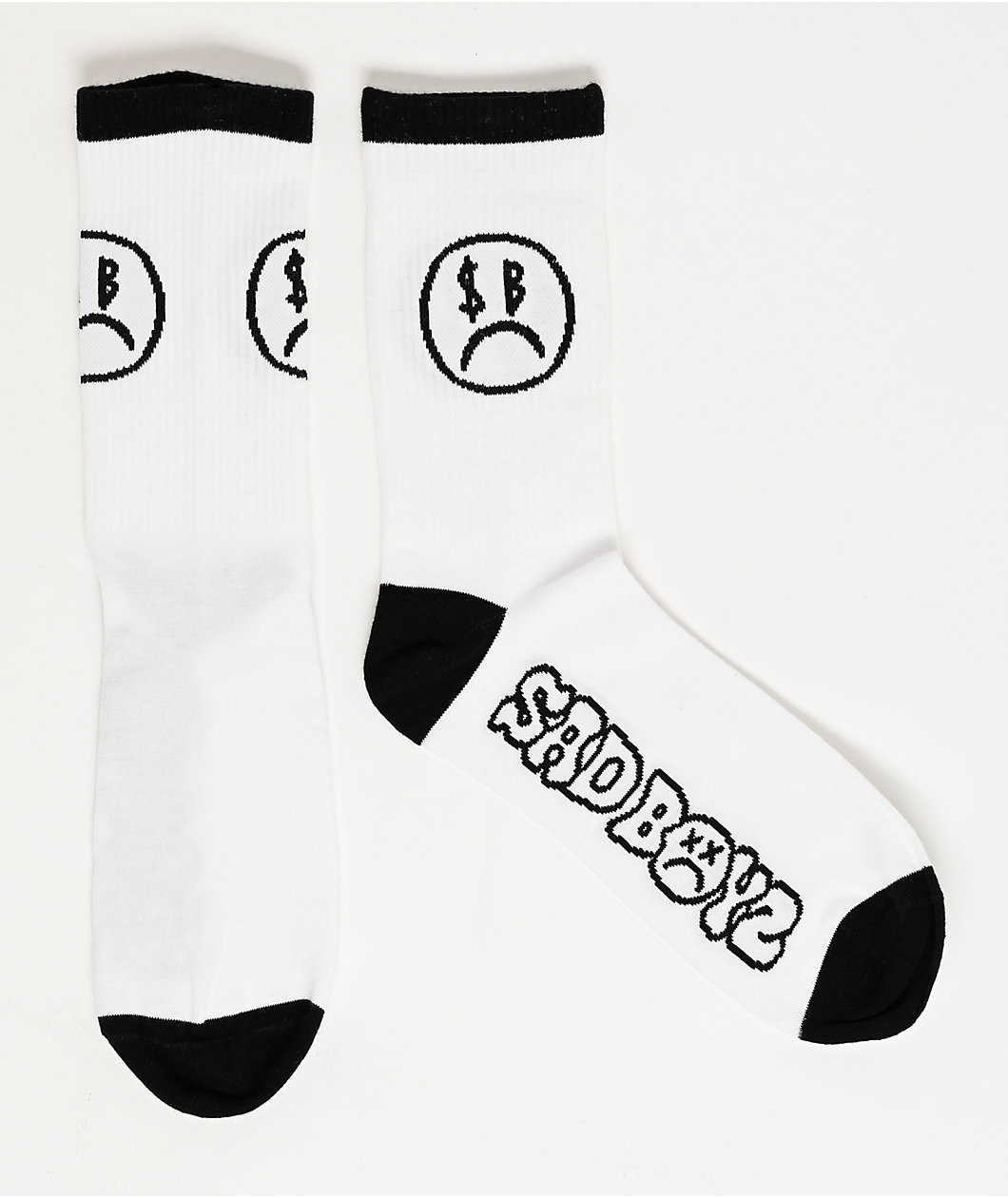 $AD BOYZ By Junior H Logo White Crew Socks
