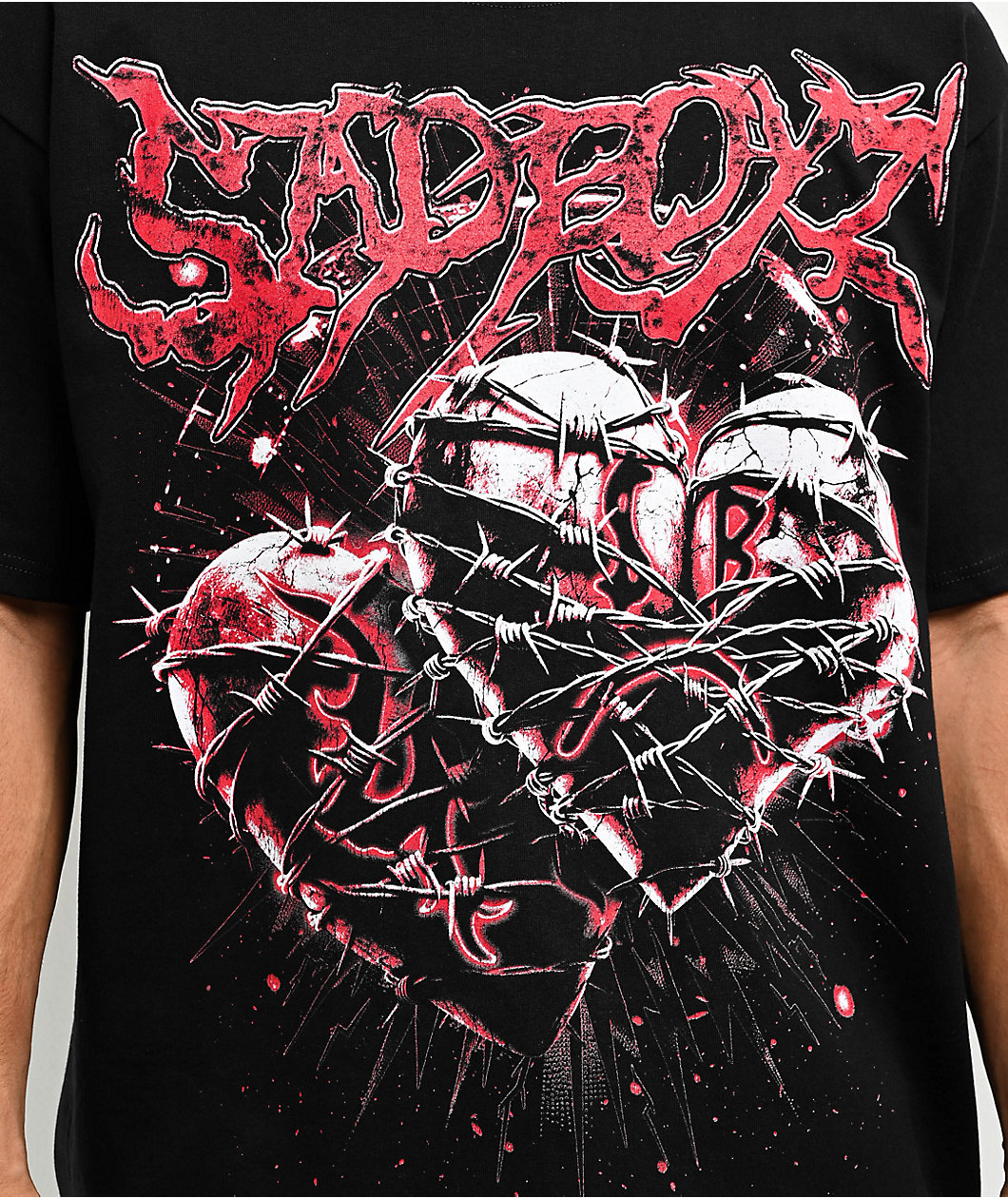 $AD BOYZ by Junior H  X Lost Hills Barbed Wire Heart Black T-Shirt