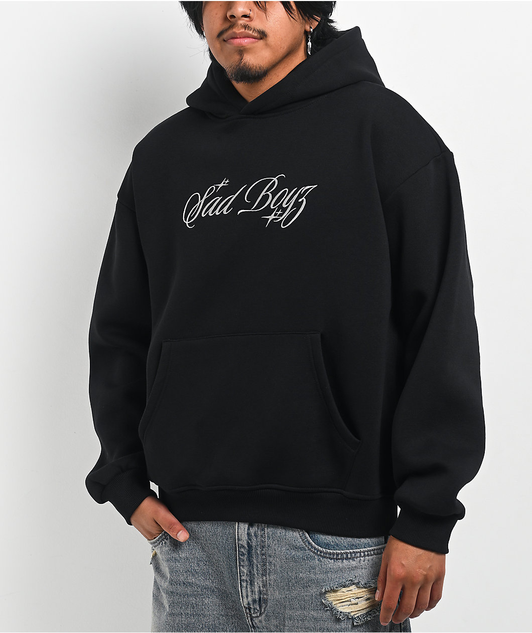 $AD BOYZ by Junior H 3M Embroidered Black Hoodie