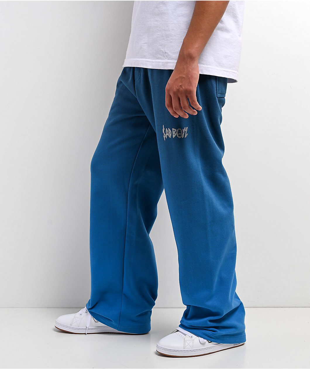 $AD BOYZ by Junior H Angel Blue Rhinestone Sweatpants