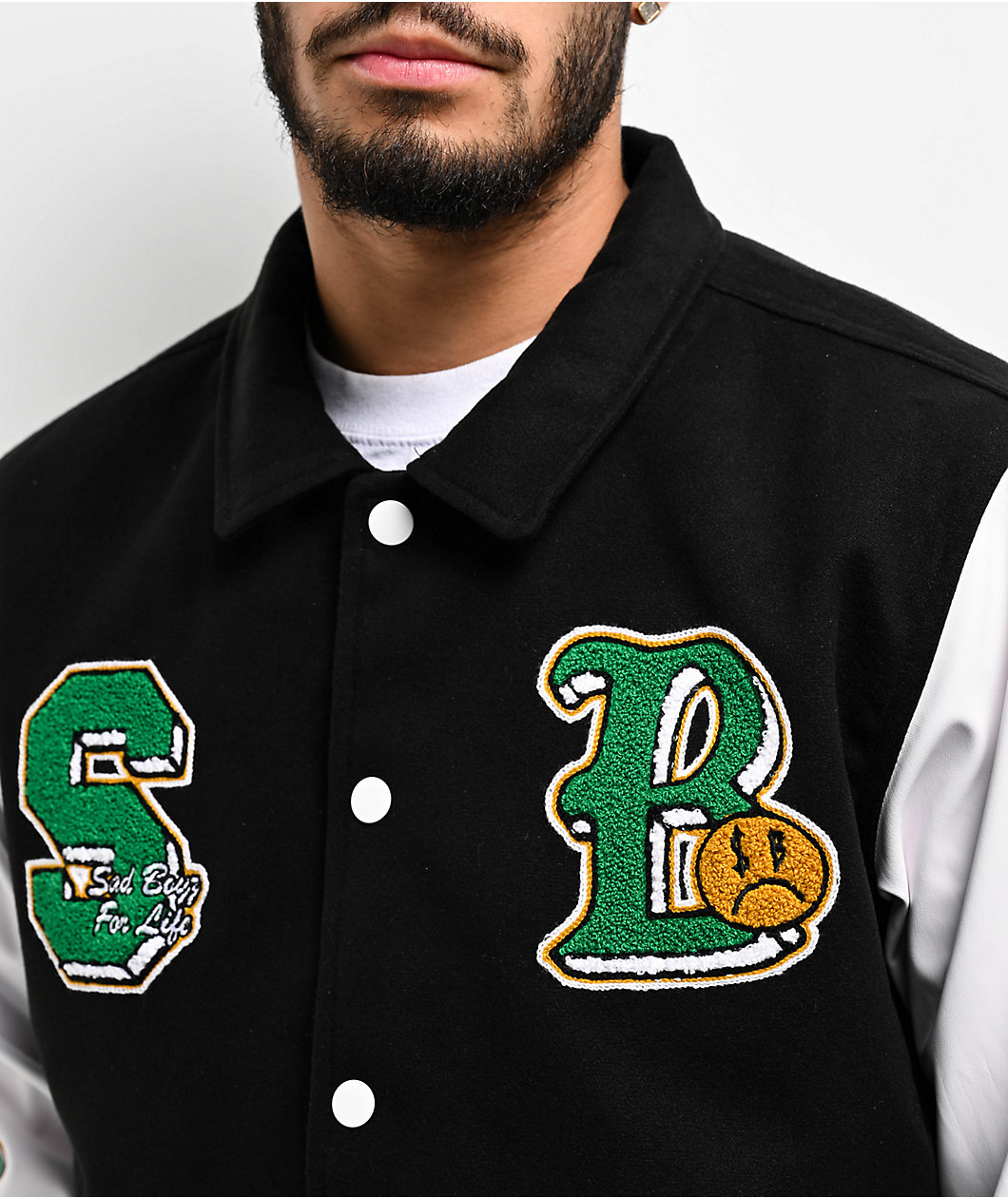 $AD BOYZ by Junior H Arrows Black & White Varsity Jacket