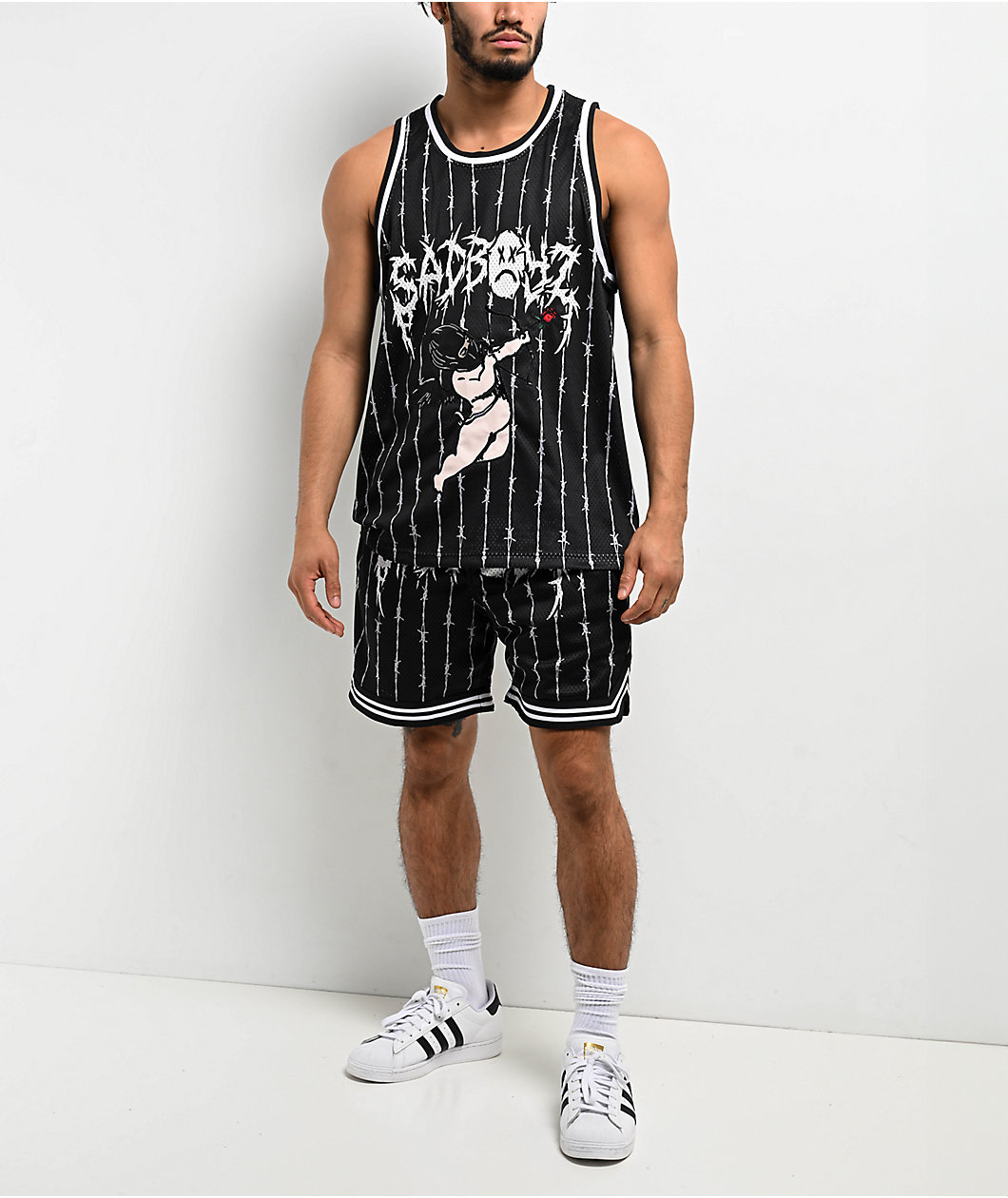 $AD BOYZ by Junior H Arrows Black Basketball Jersey