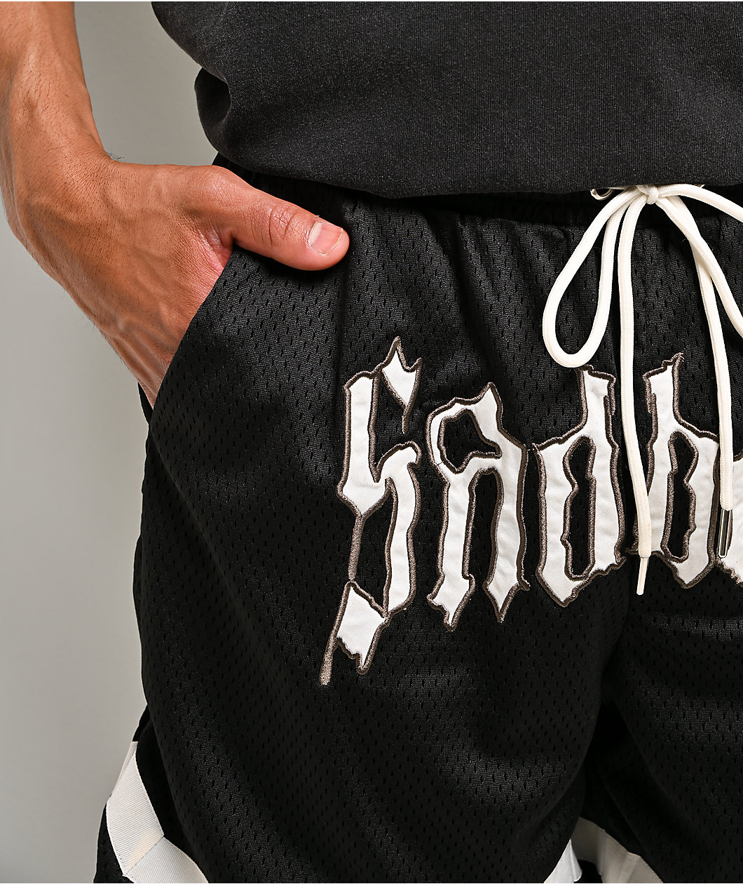 $AD BOYZ by Junior H Baller Black Mesh Shorts