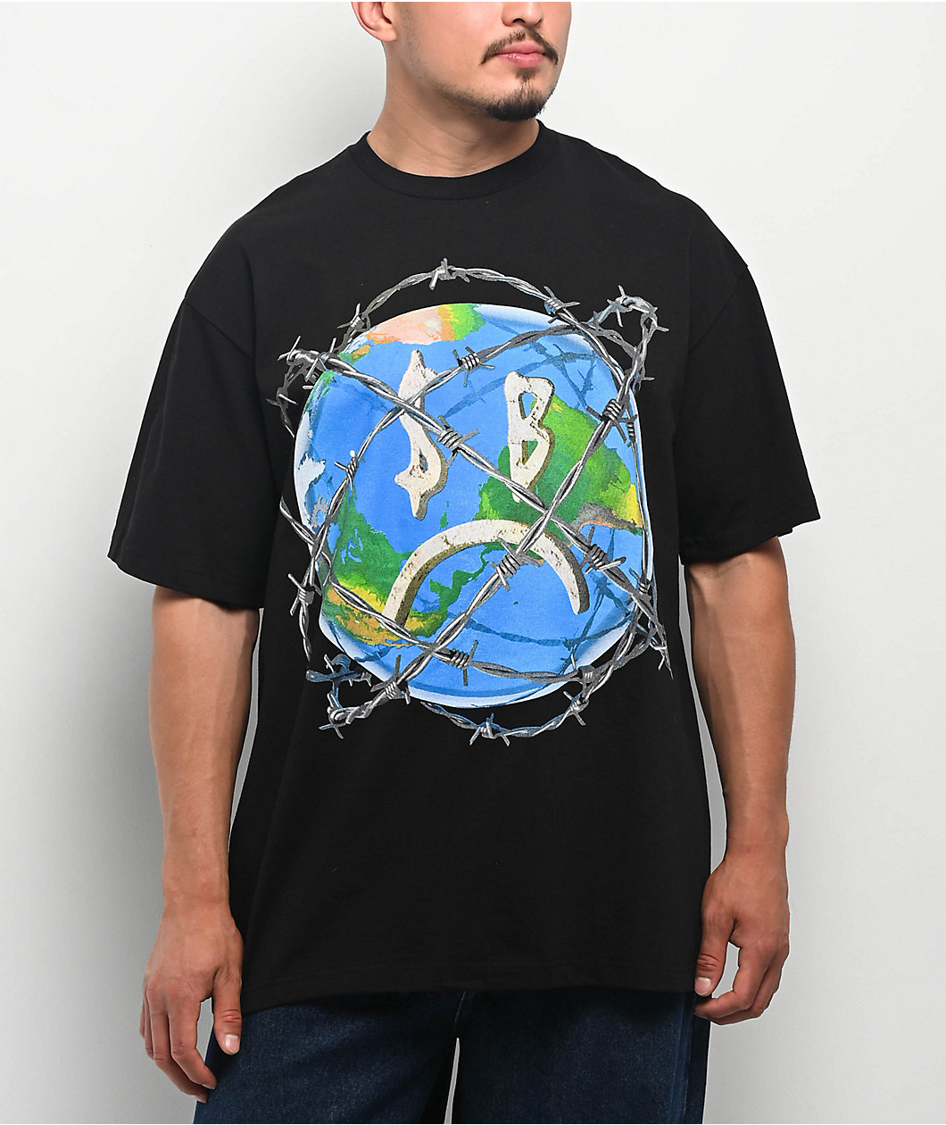 $AD BOYZ by Junior H Barbed Wire World Black T-Shirt