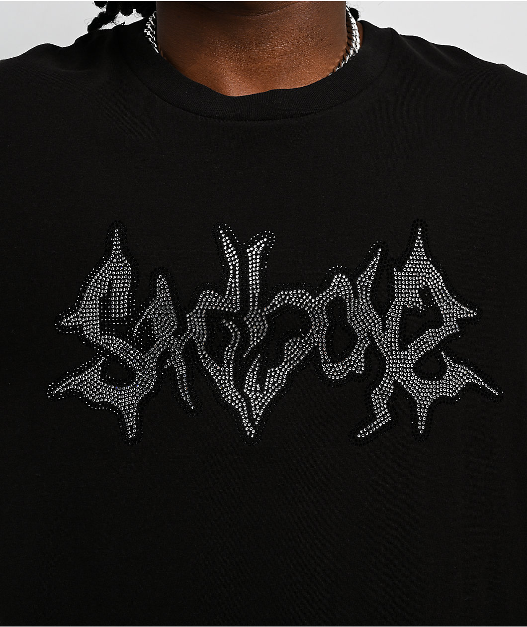 $AD BOYZ by Junior H Broken Heart Wing Rhinestone Black T-Shirt