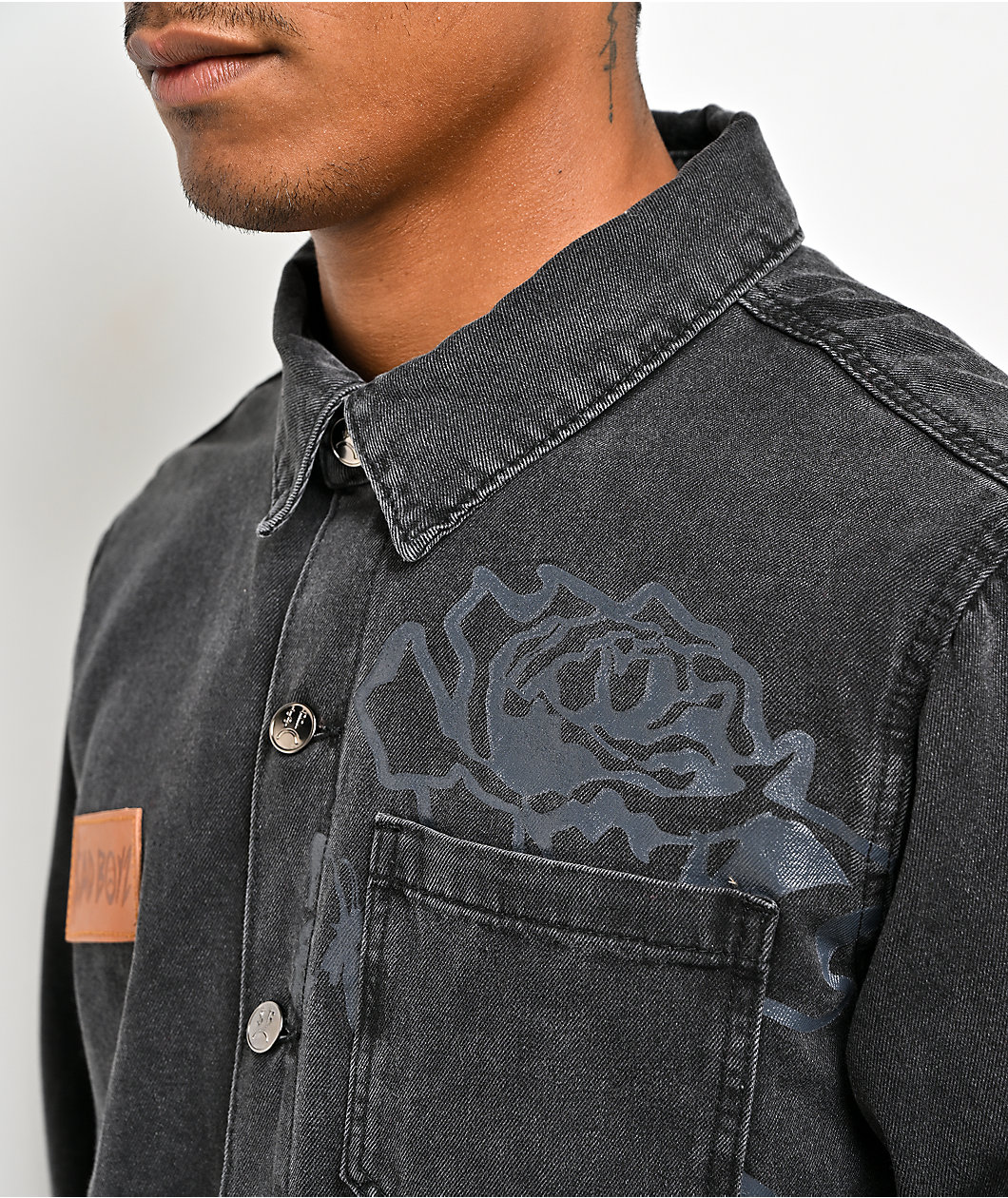 $AD BOYZ by Junior H Denim Black Long Sleeve Button Up Shirt