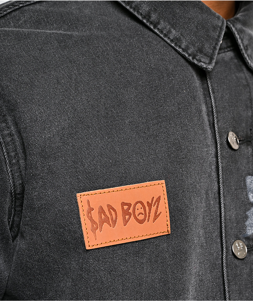$AD BOYZ by Junior H Denim Black Long Sleeve Button Up Shirt