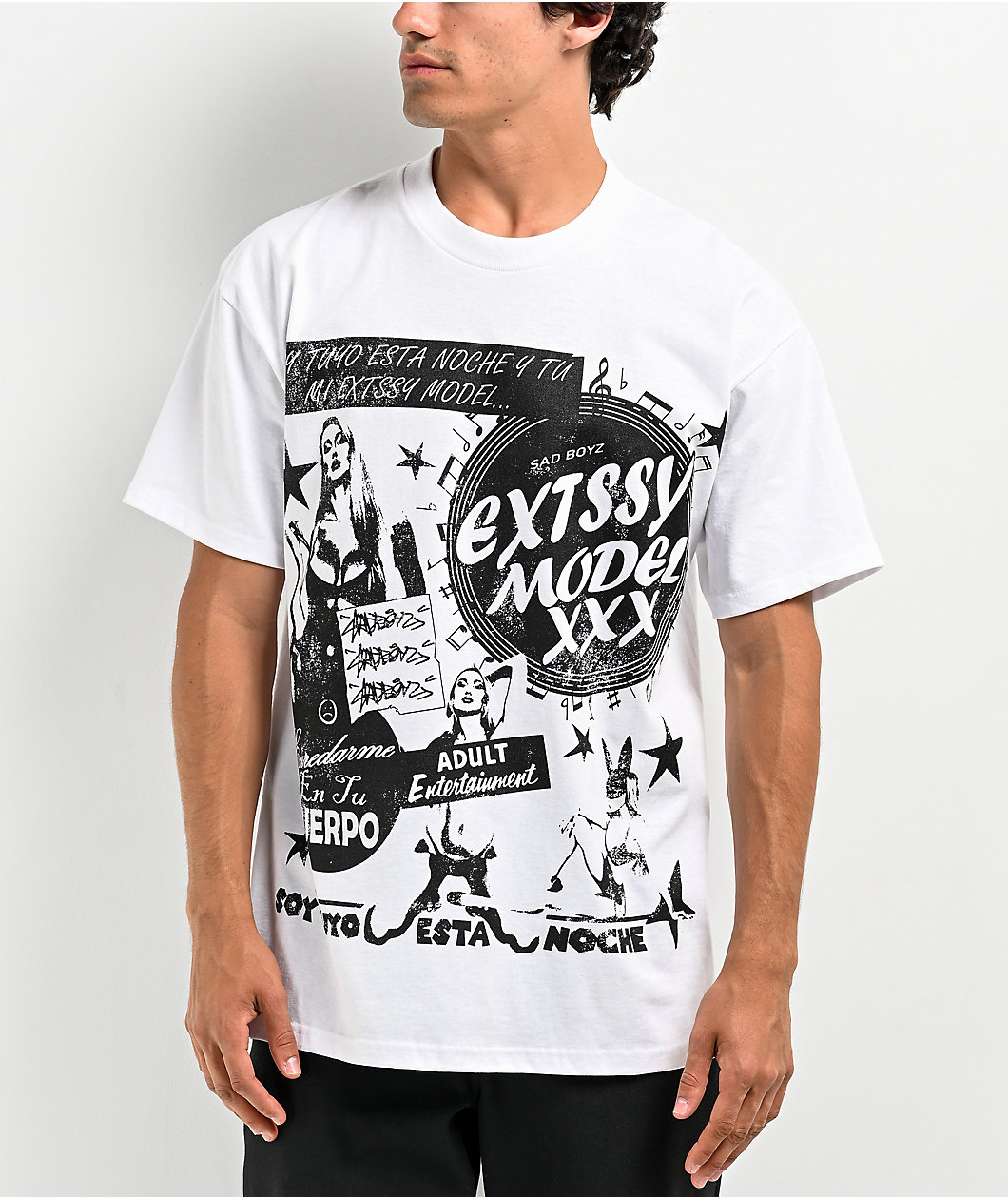 $AD BOYZ by Junior H EXTSSY Model White T-Shirt