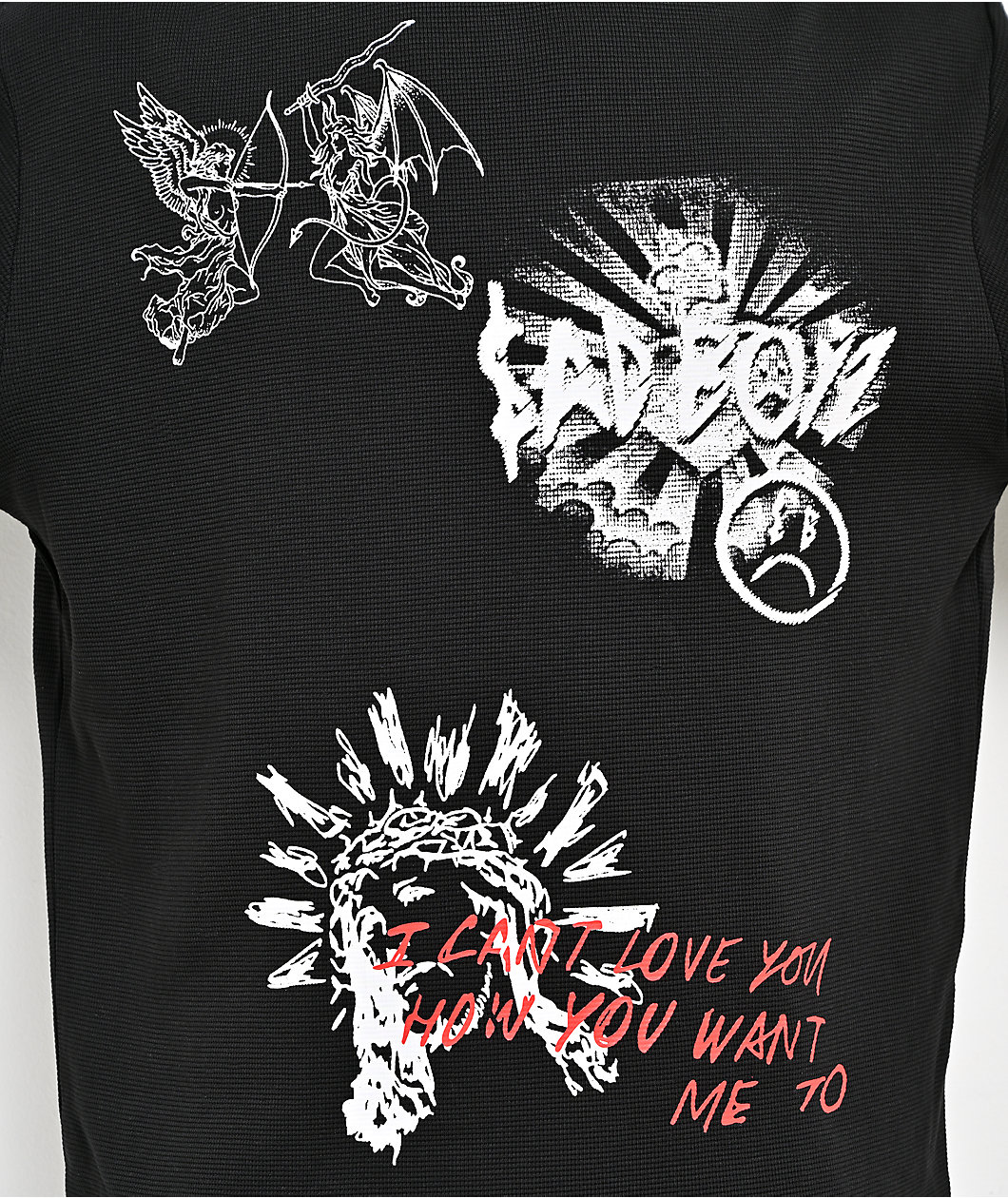 $AD BOYZ by Junior H Emotionally Unavailable Black Thermal Long Sleeve T-Shirt