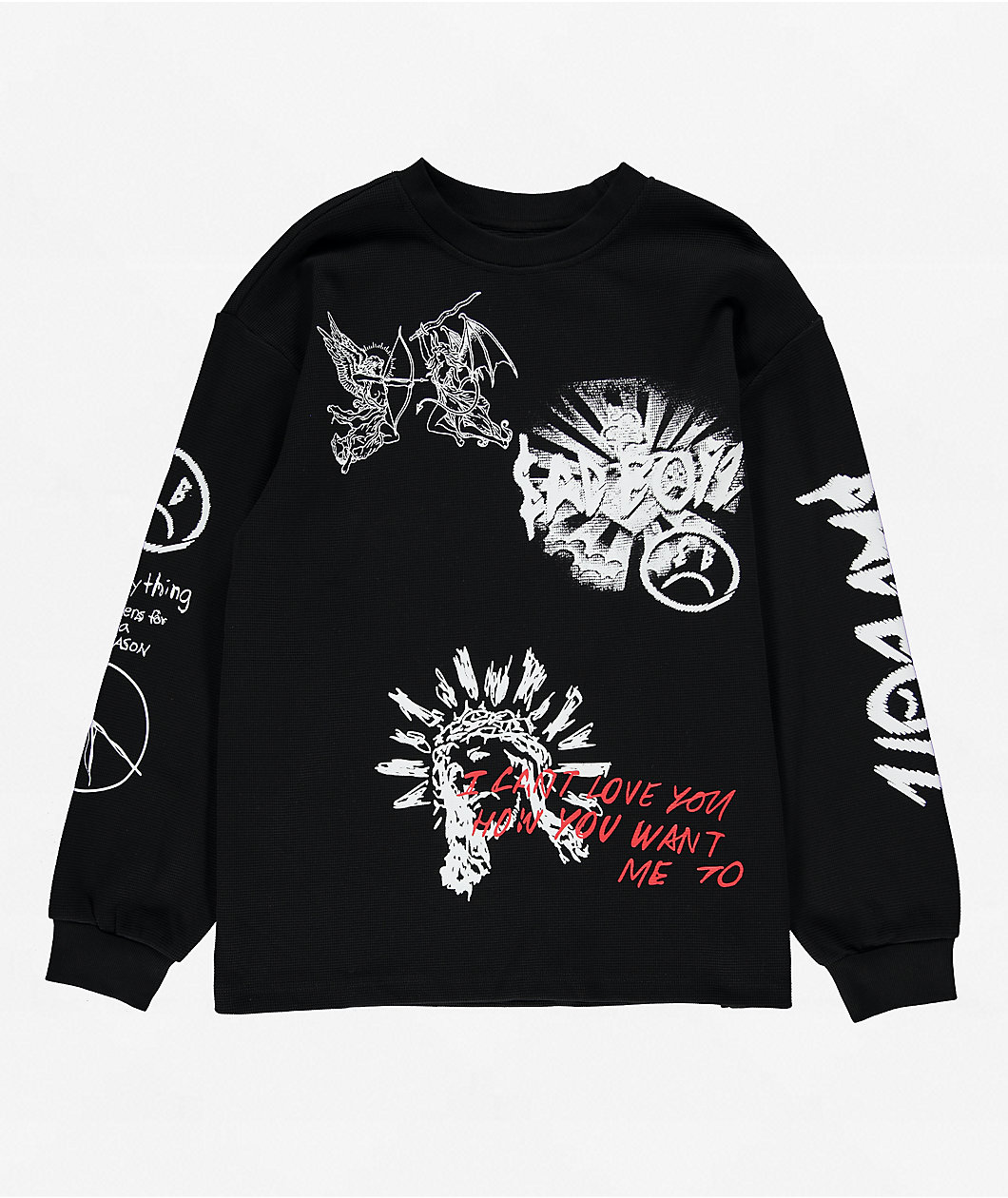 $AD BOYZ by Junior H Emotionally Unavailable Black Thermal Long Sleeve T-Shirt