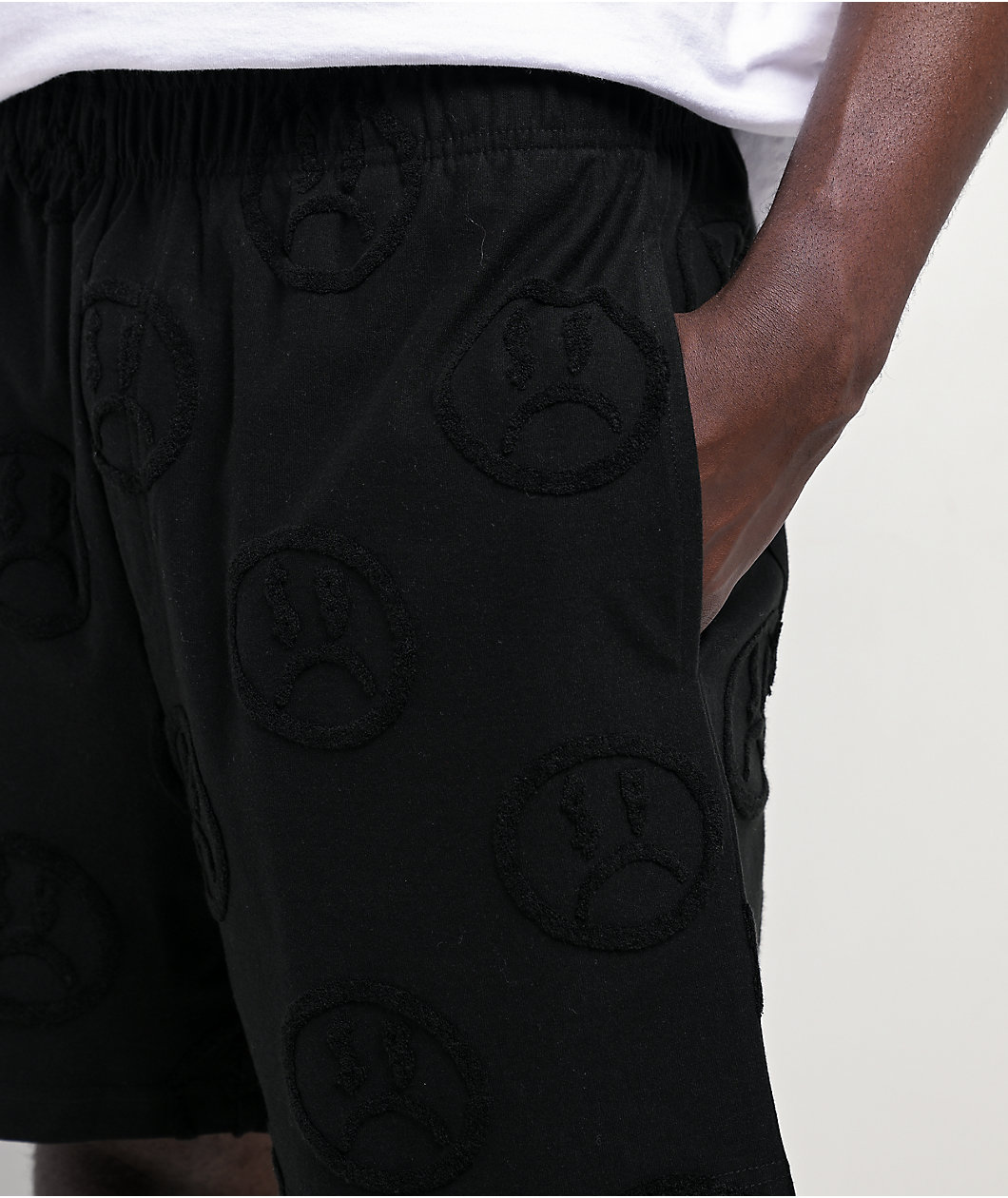 $AD BOYZ by Junior H Face Woven Black Terry Shorts