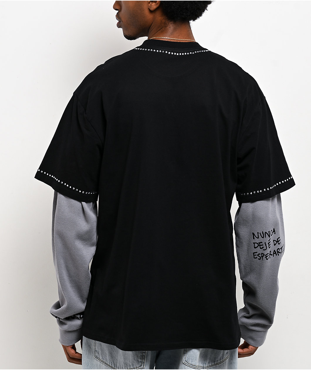 $AD BOYZ by Junior H Flames Black & Grey 2fer Long Sleeve T-Shirt