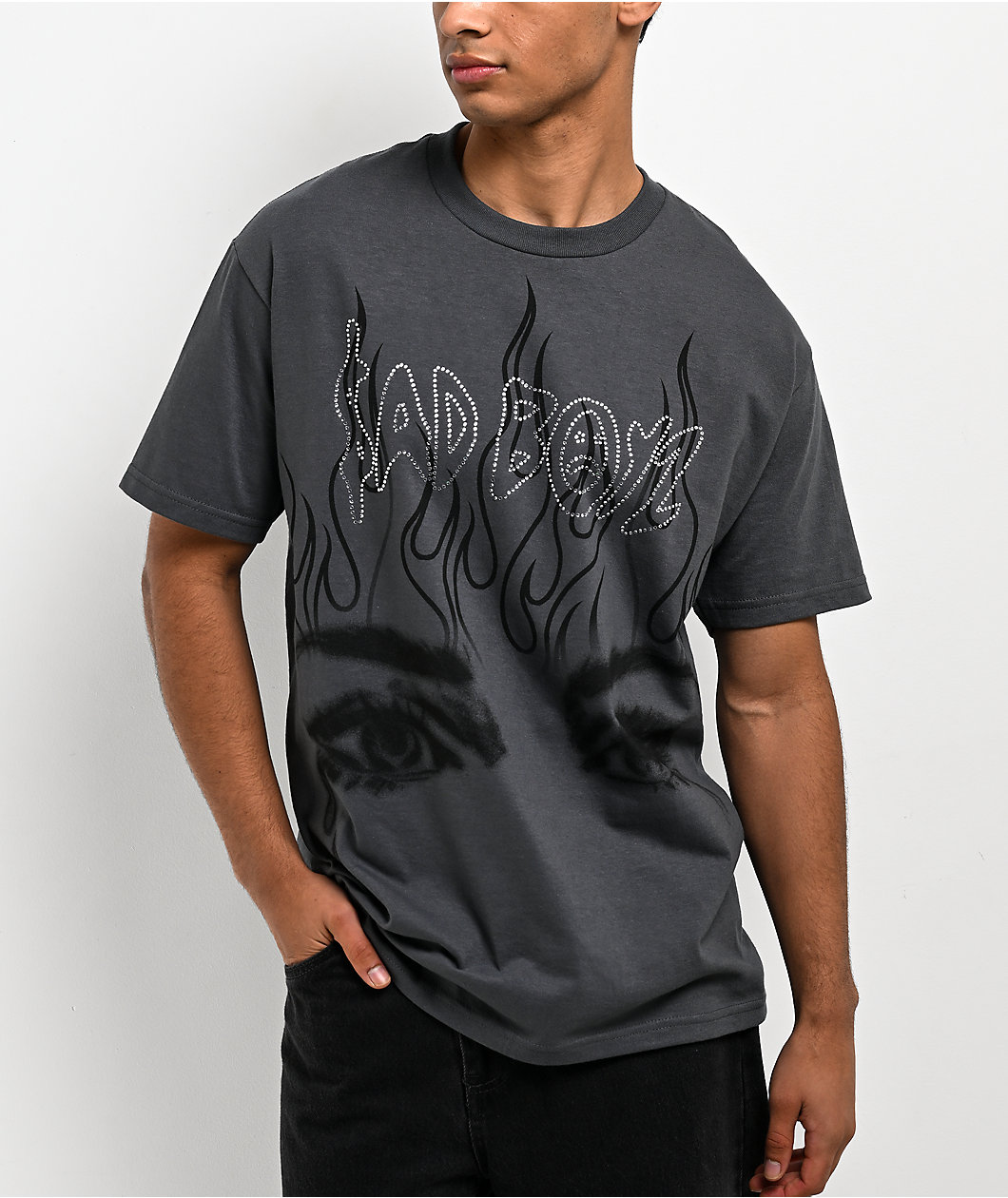 $AD BOYZ by Junior H Flames Stoes Grey T-Shirt