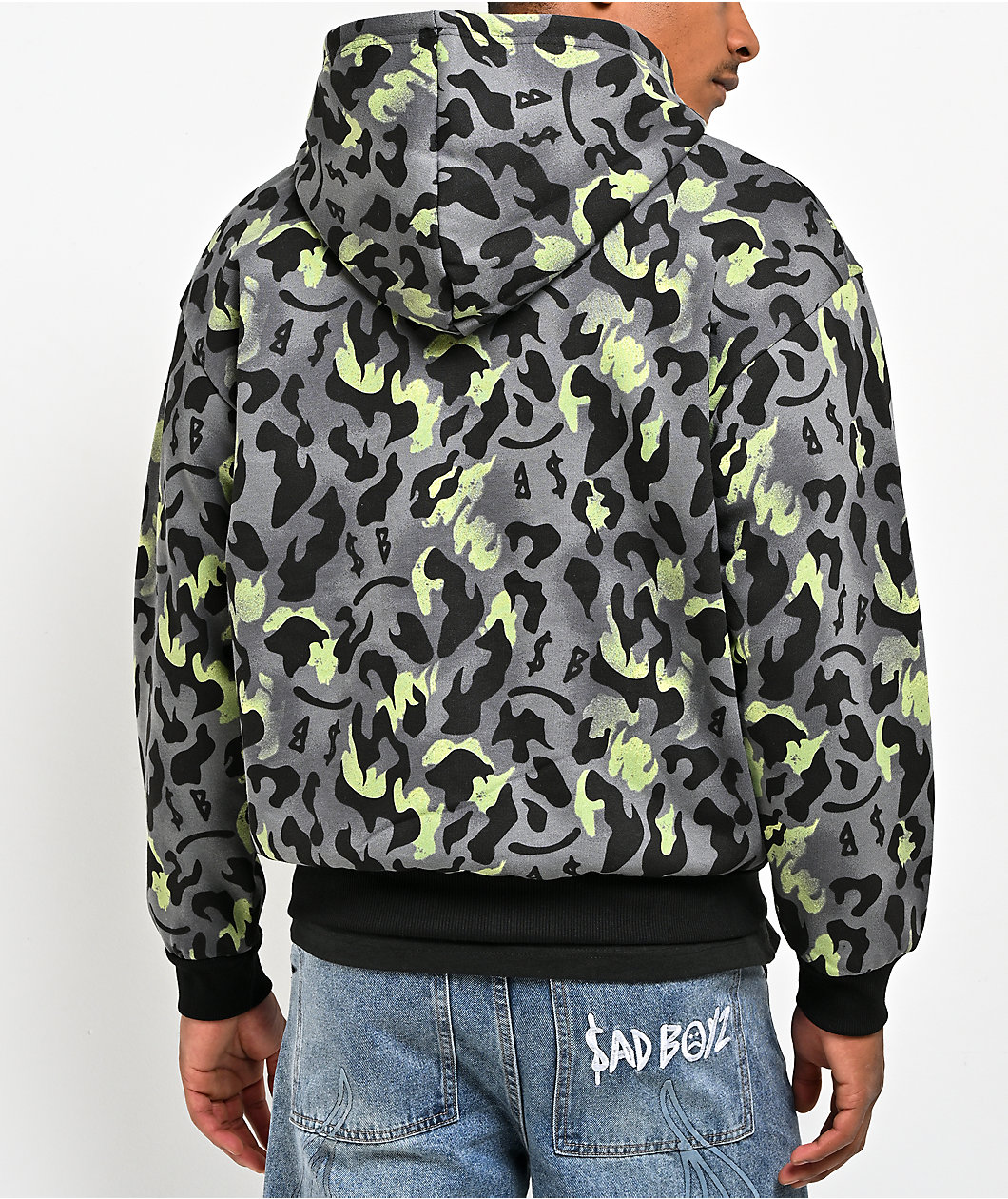 $AD BOYZ by Junior H Giant Cheetah Grey Zip Hoodie