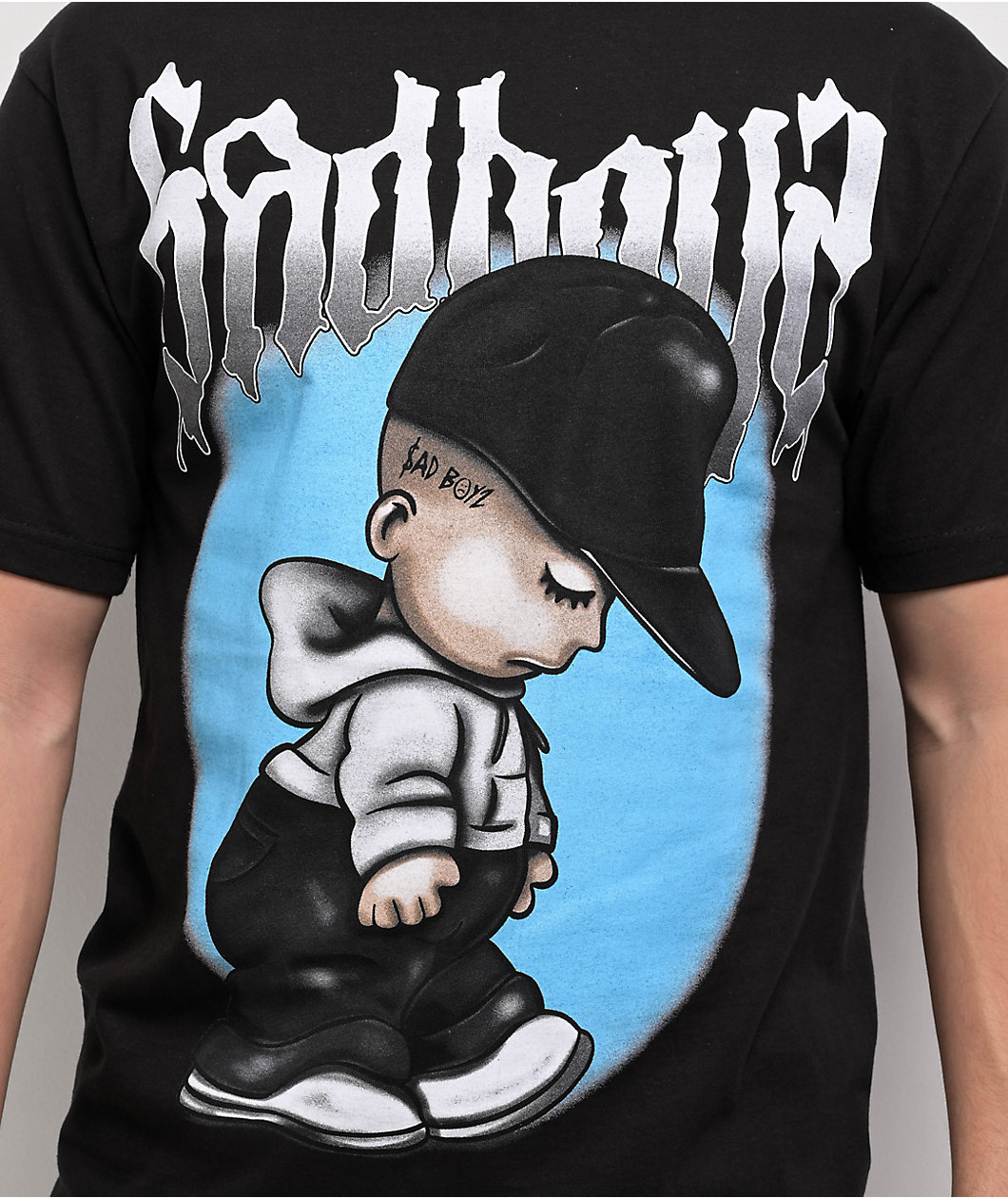 $AD BOYZ by Junior H Lil Sad Boy Black T-Shirt