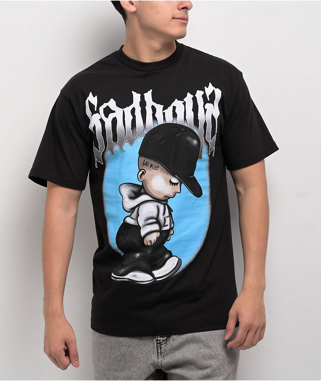 $AD BOYZ by Junior H Lil Sad Boy Black T-Shirt