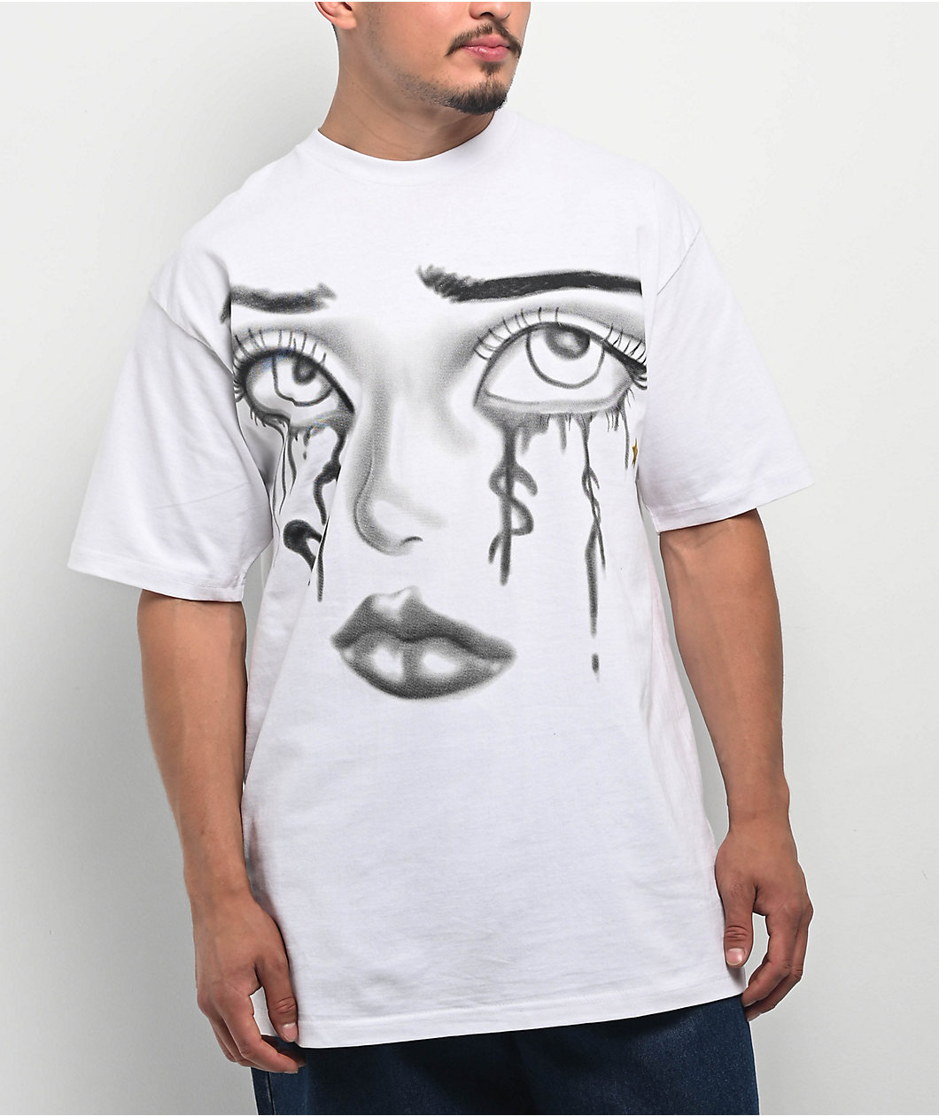 $AD BOYZ by Junior H Love N Money Tears White T-Shirt