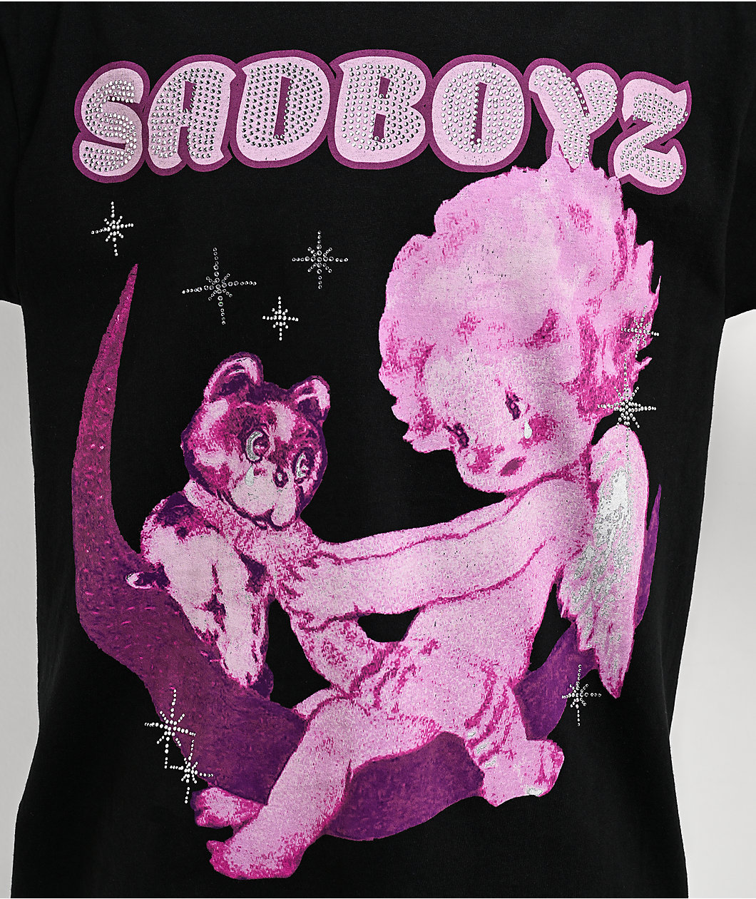 $AD BOYZ by Junior H Luna Rhinestone Black T-Shirt