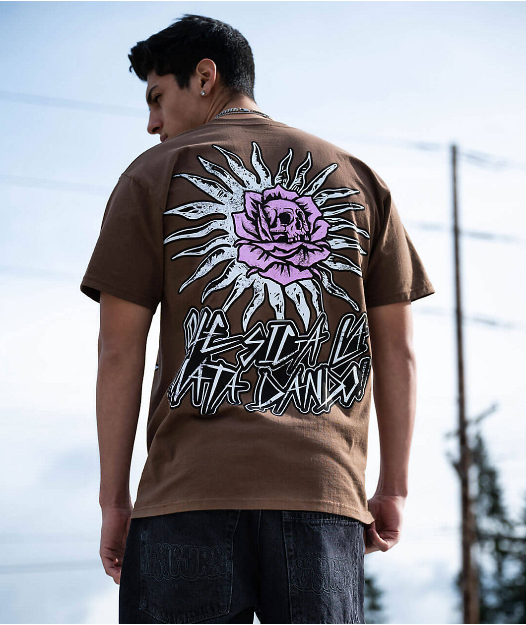 $AD BOYZ by Junior H Pink Roses Brown T-Shirt