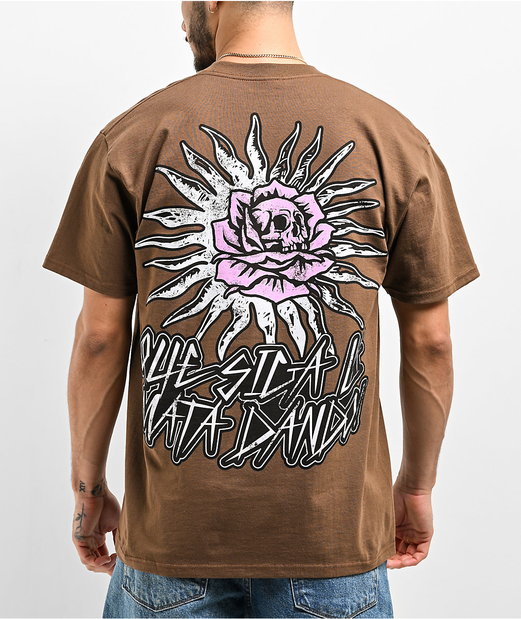 $AD BOYZ by Junior H Pink Roses Brown T-Shirt