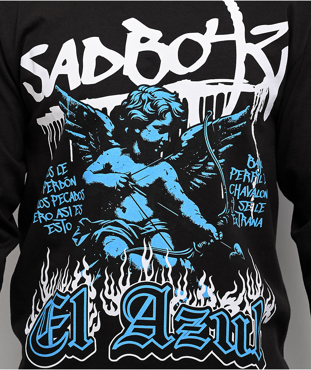 $AD BOYZ by Junior H Pray El Azul Black Long Sleeve T-Shirt