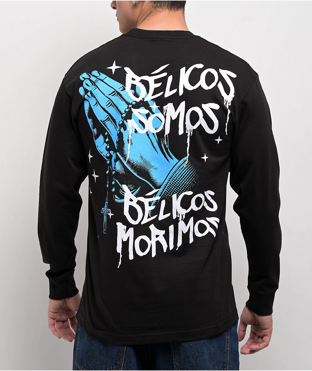$AD BOYZ by Junior H Pray El Azul Black Long Sleeve T-Shirt
