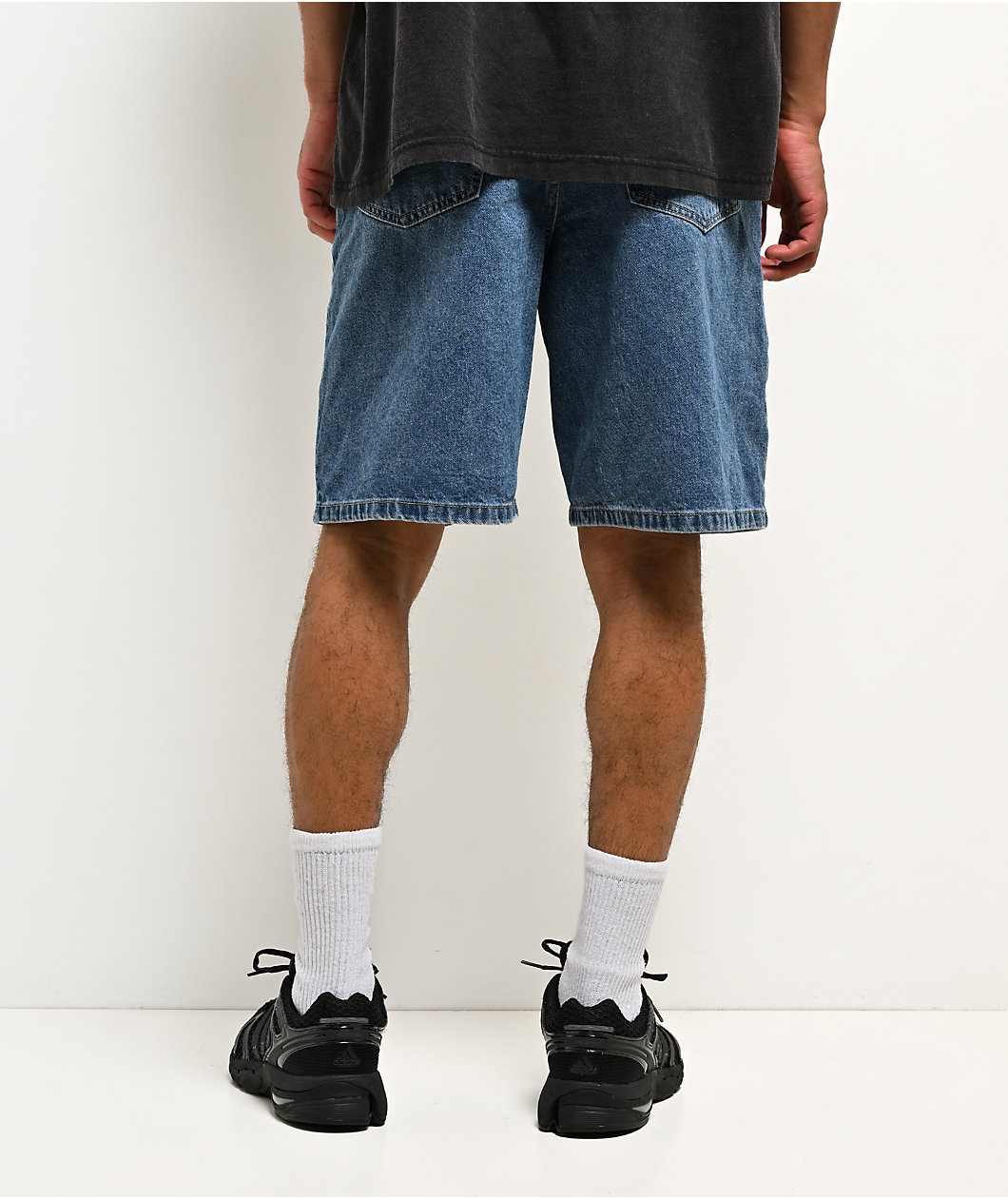 $AD BOYZ by Junior H Printed Grail Blue Wash Denim Shorts