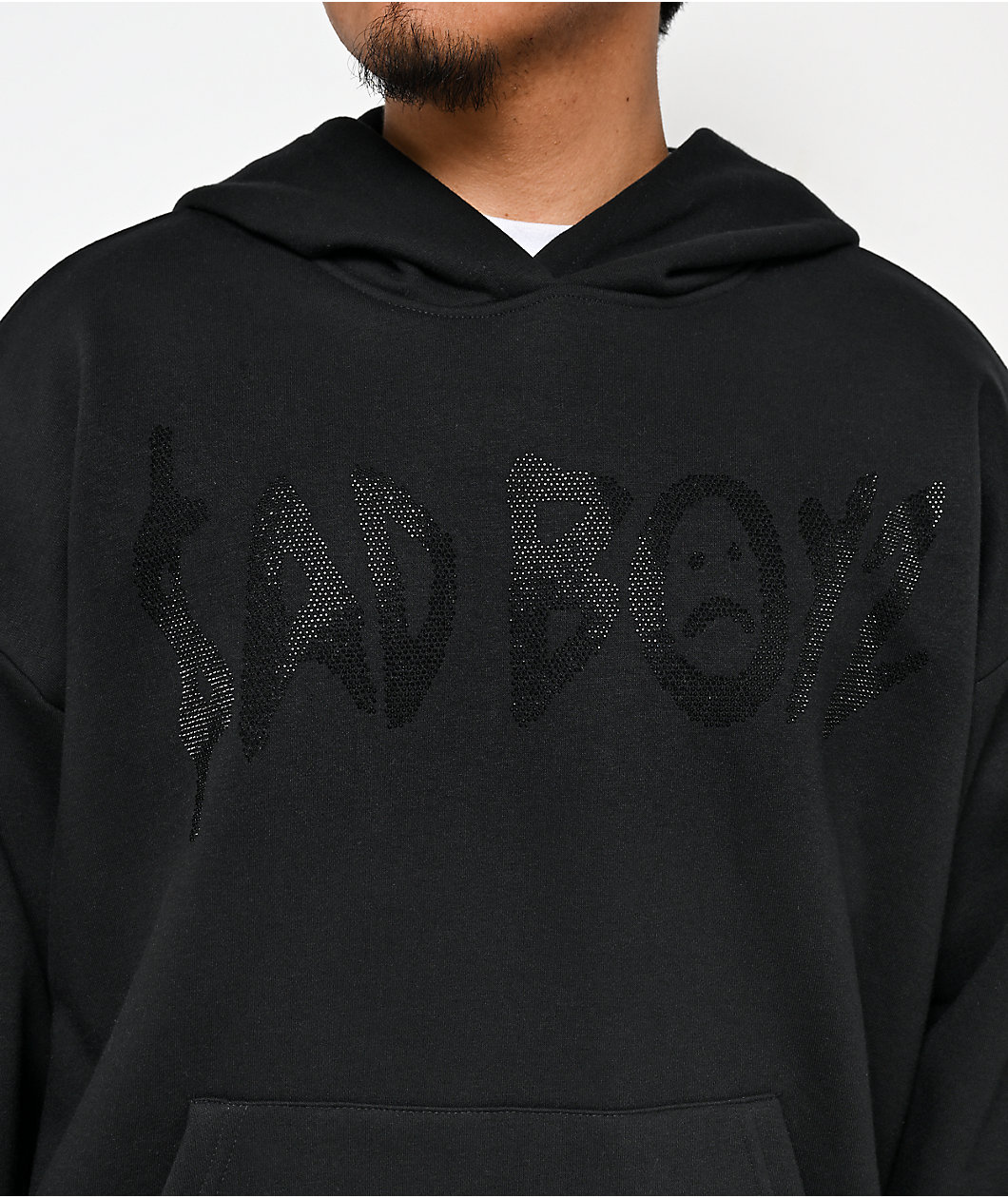 $AD BOYZ by Junior H Rhinestone Flames Black Hoodie