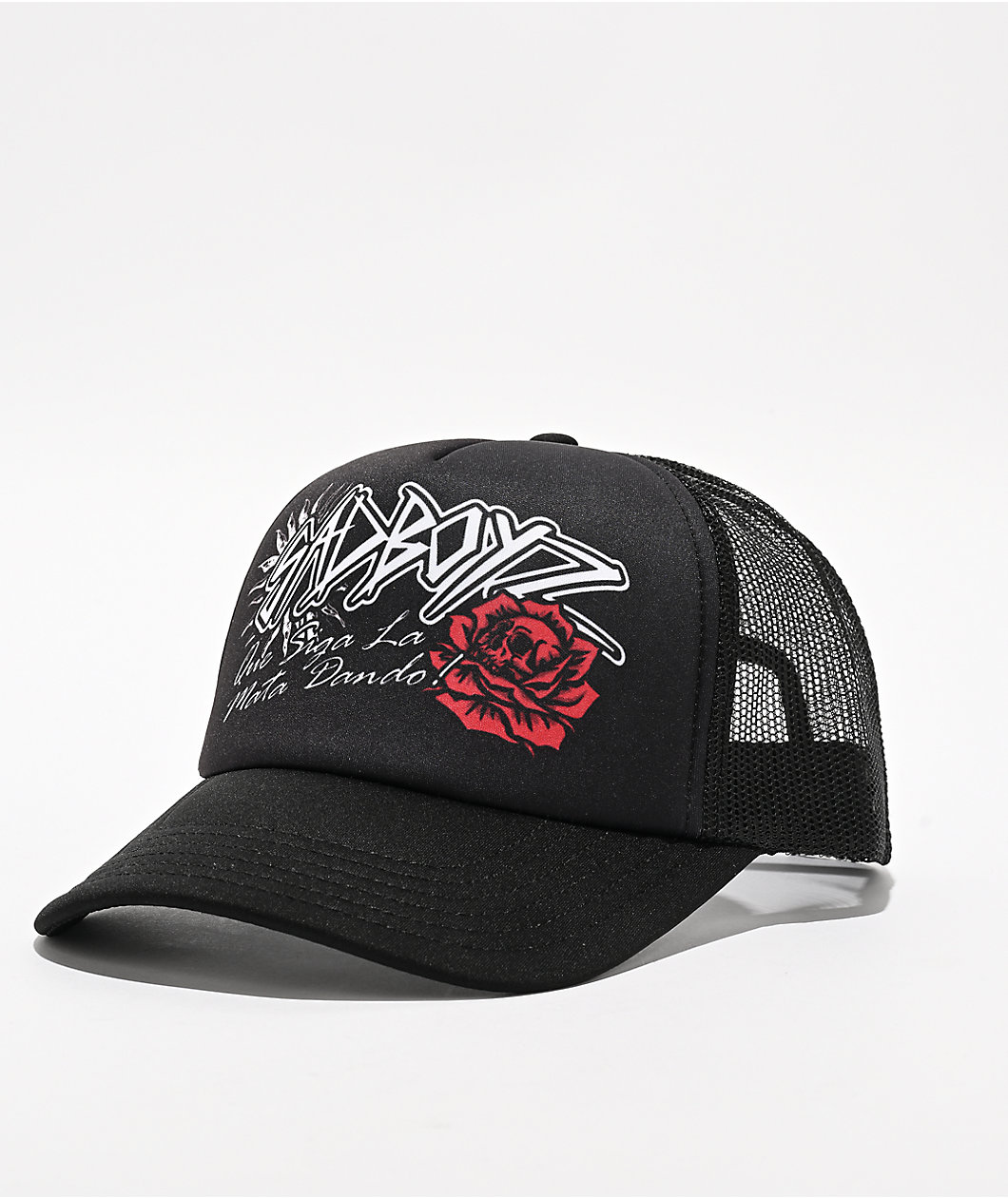 $AD BOYZ by Junior H Rose Black Trucker Hat