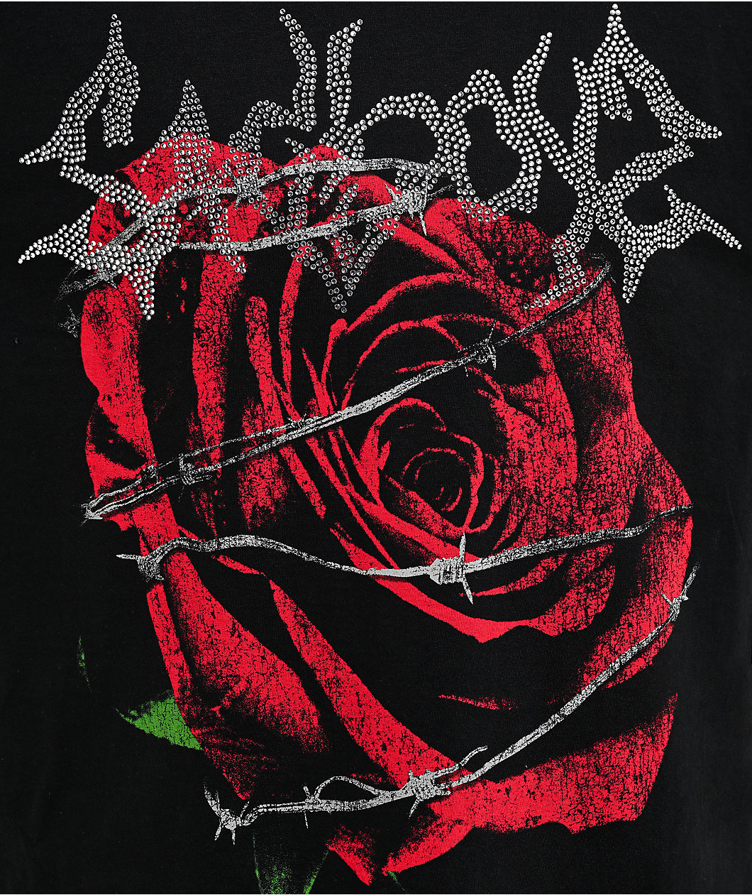 $AD BOYZ by Junior H Rose Wire Rhinestone Black T-Shirt