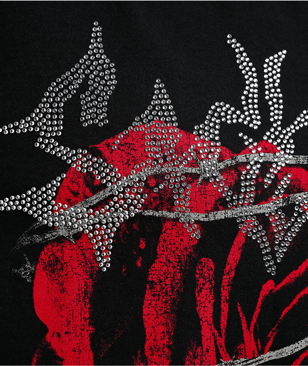 $AD BOYZ by Junior H Rose Wire Rhinestone Black T-Shirt