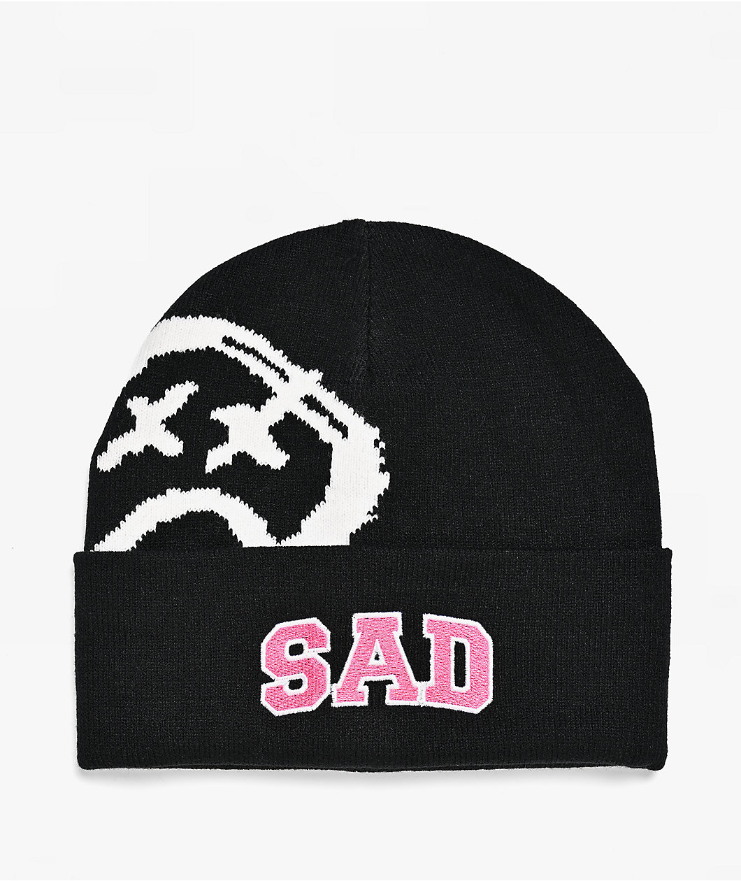 $AD BOYZ by Junior H Sad Face Black Beanie