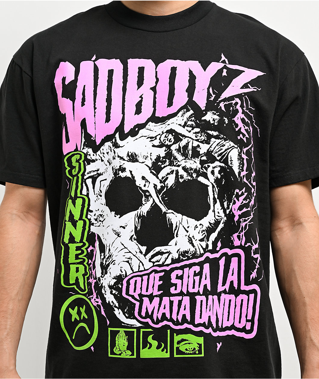 $AD BOYZ by Junior H Skull Black T-Shirt