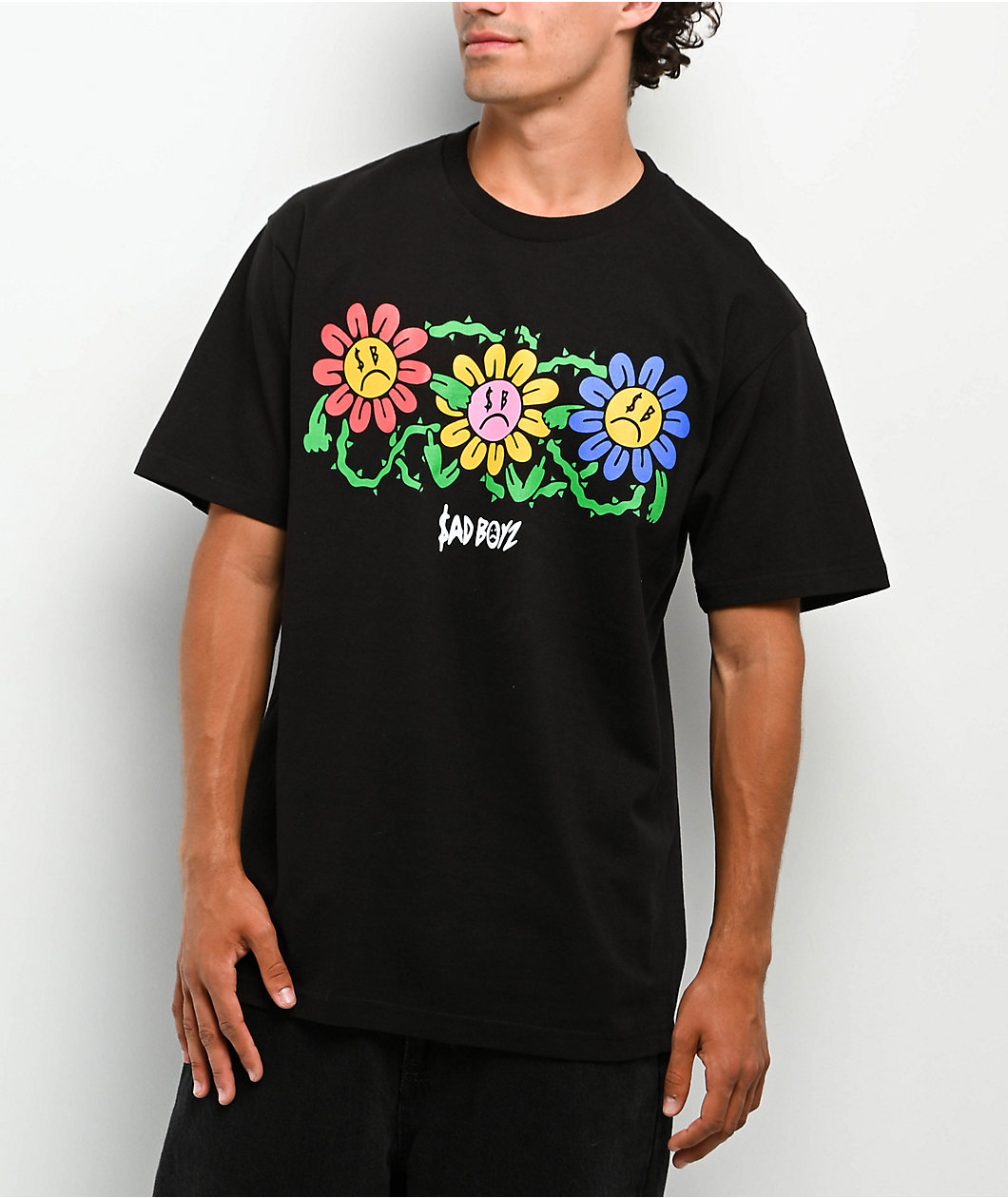 $AD BOYZ by Junior H Three Daisies Black T-Shirt