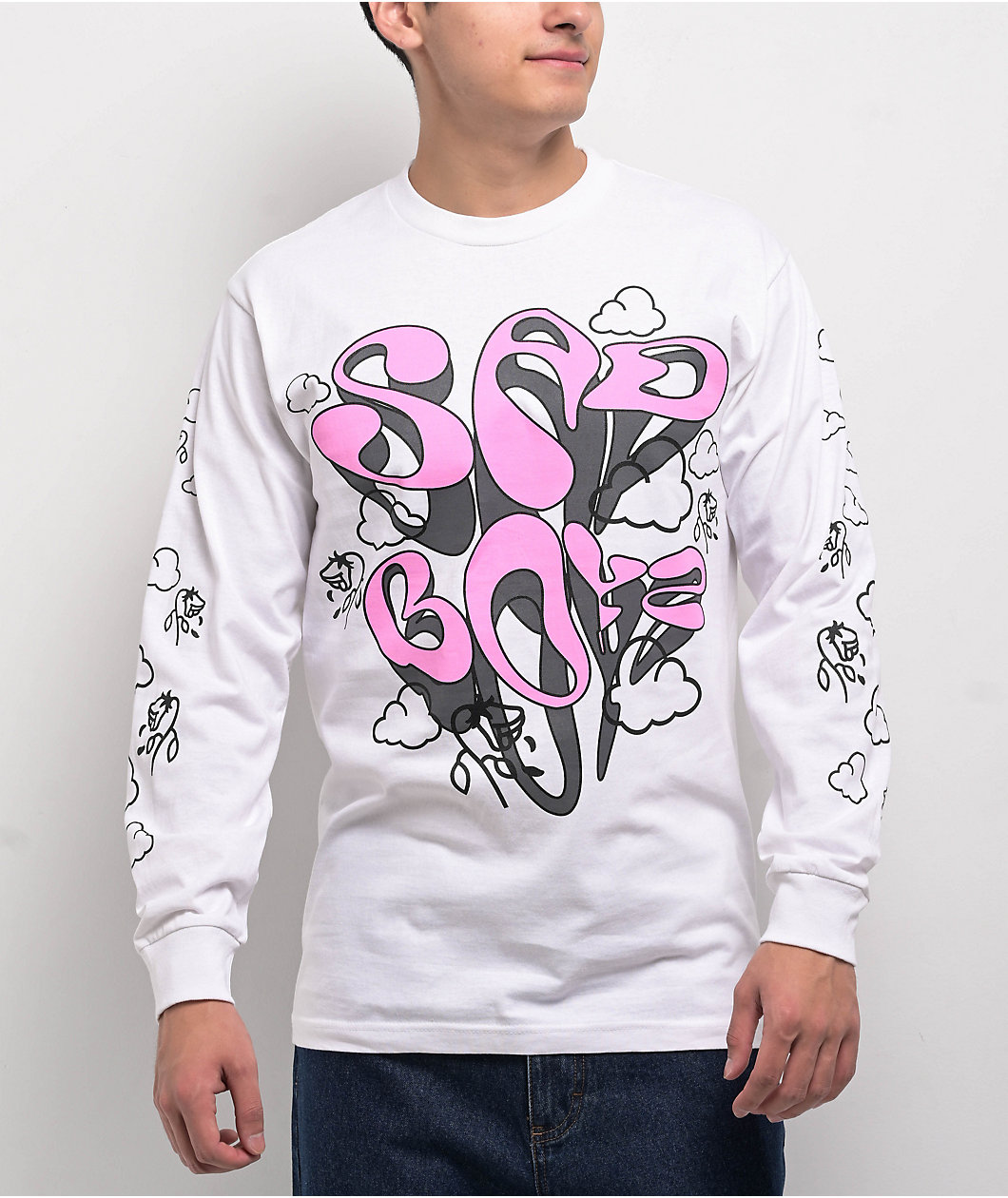 $AD BOYZ by Junior H Trippy Wiggles White Long Sleeve T-Shirt