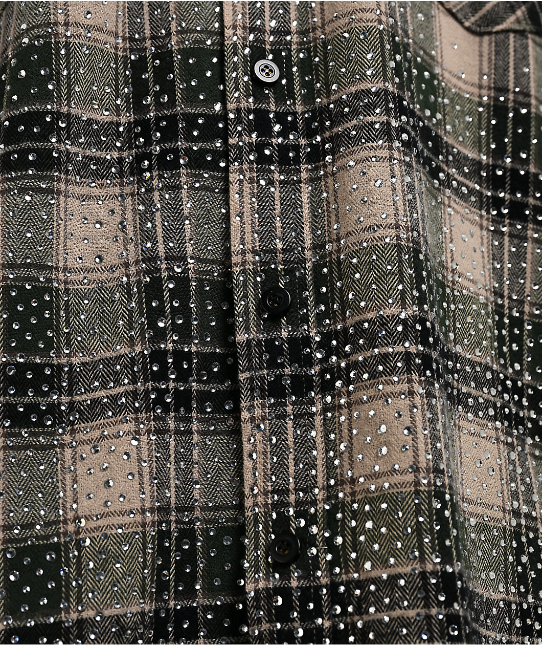 $AD BOYZ by Junior H x Embellish Crystal Green & Brown Flannel Shirt