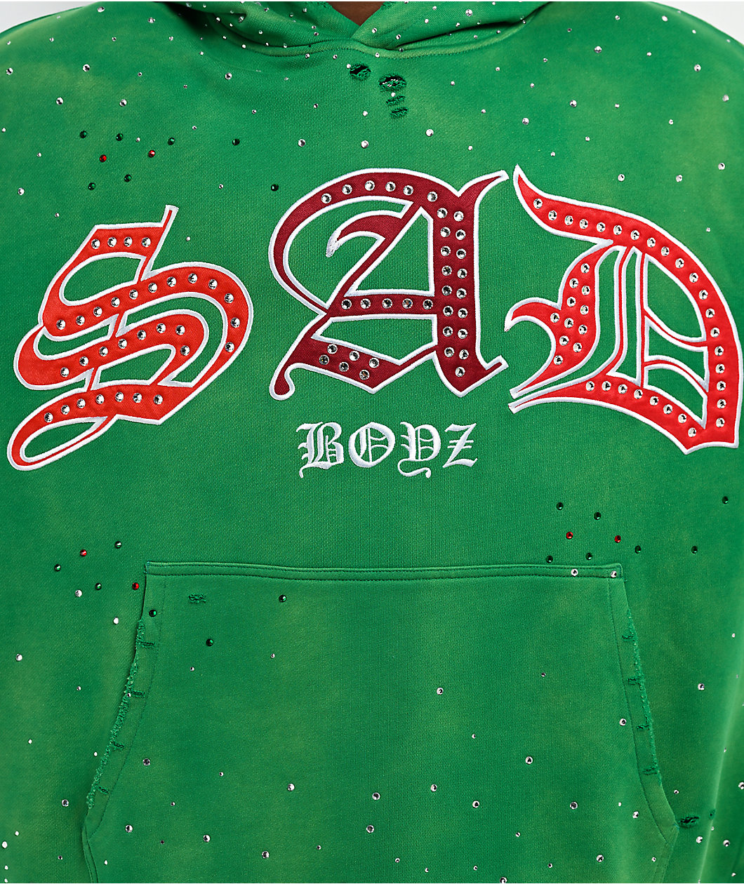 $AD BOYZ by Junior H x Embellish Old English Green Hoodie
