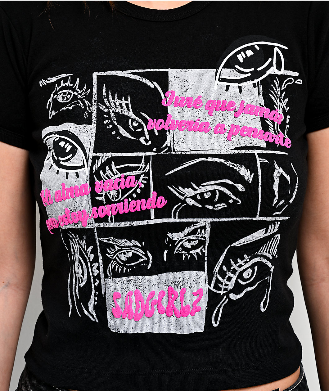 $AD GIRLZ By Junior H Alma Vacia Black Crop T-Shirt