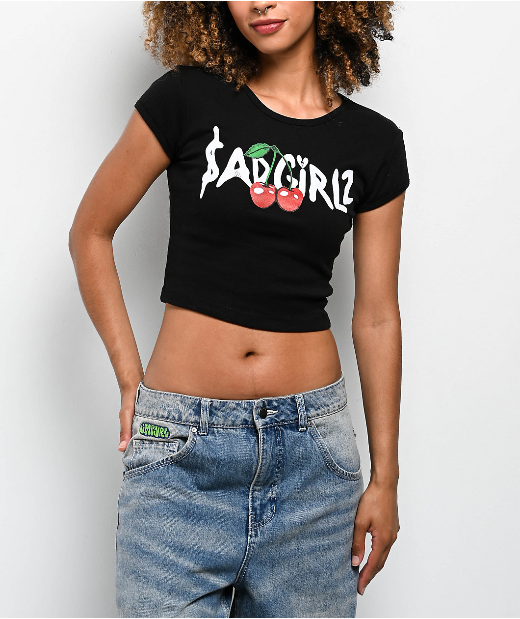 $AD GIRLZ By Junior H Cherry Black T-Shirt