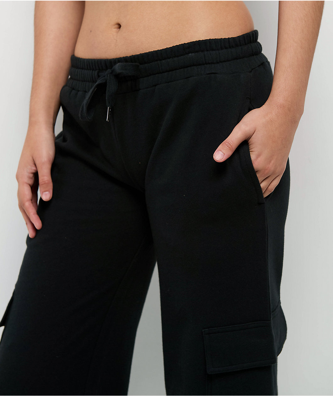 $AD GIRLZ By Junior H Don't Cry Black Cargo Sweatpants