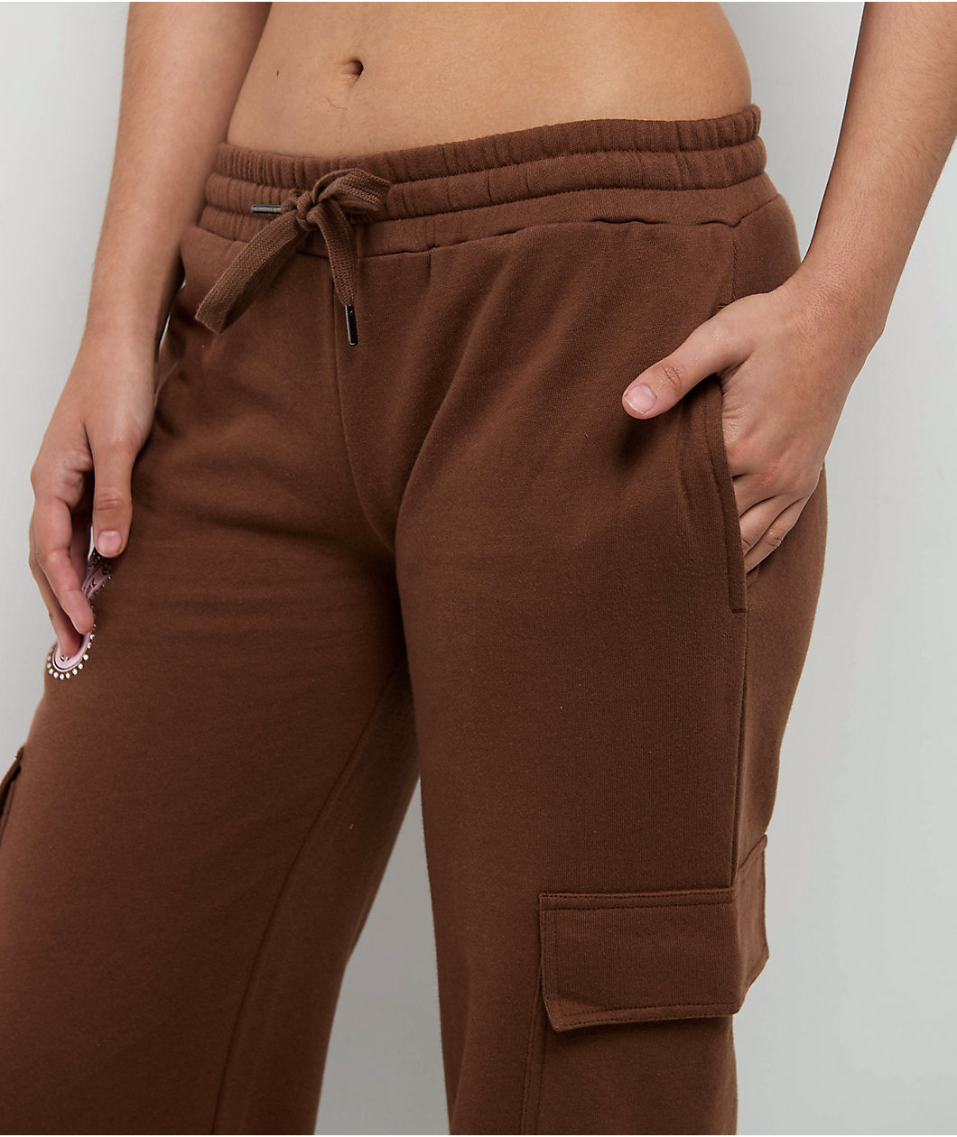 $AD GIRLZ By Junior H Flowers Brown Cargo Sweatpants