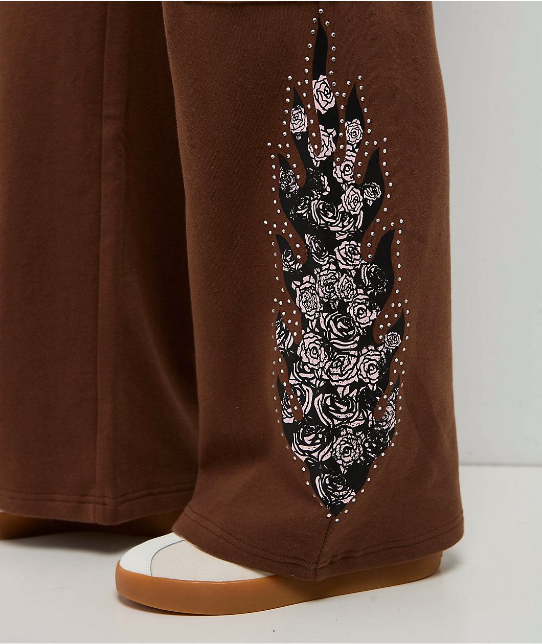 $AD GIRLZ By Junior H Flowers Brown Cargo Sweatpants