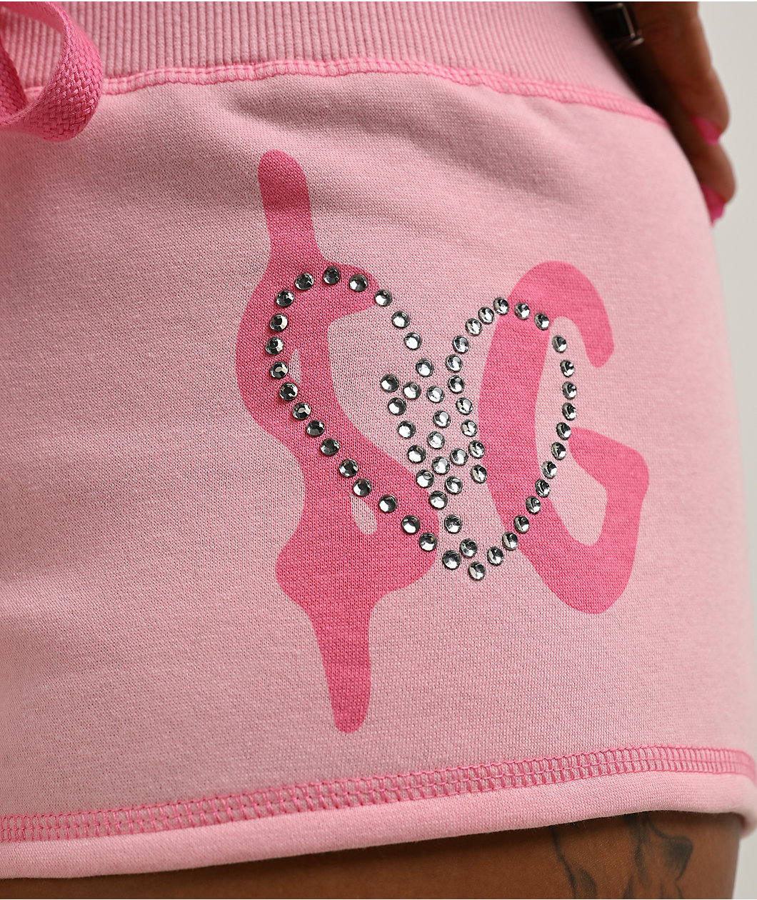 $AD GIRlZ BY Junior H Rhinestone Logo Pink Sweat Shorts