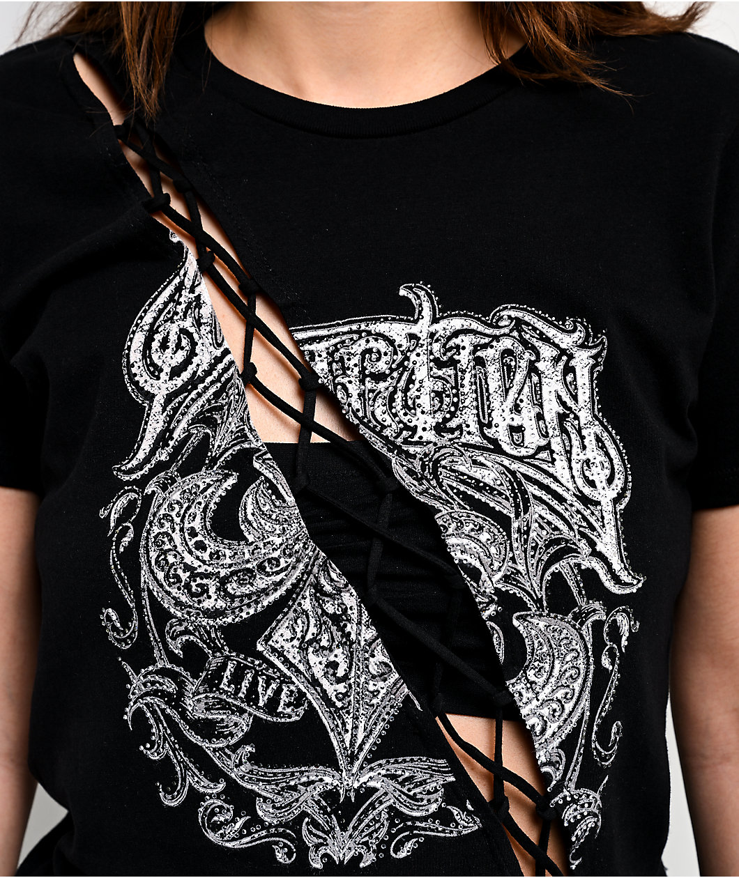 Affliction Legacy Black Lace Front Black T-Shirt