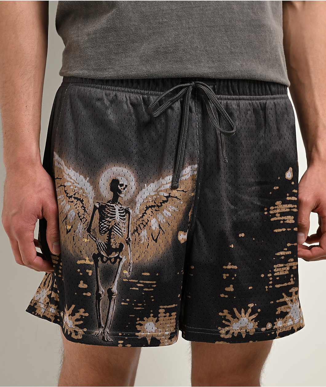 Ninth Hall City Skyline Black Mesh Shorts