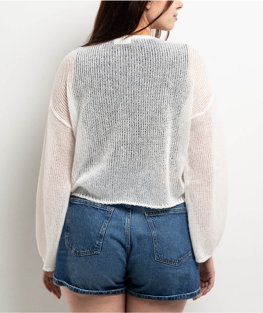 24 Colours Open Knit White Sweater